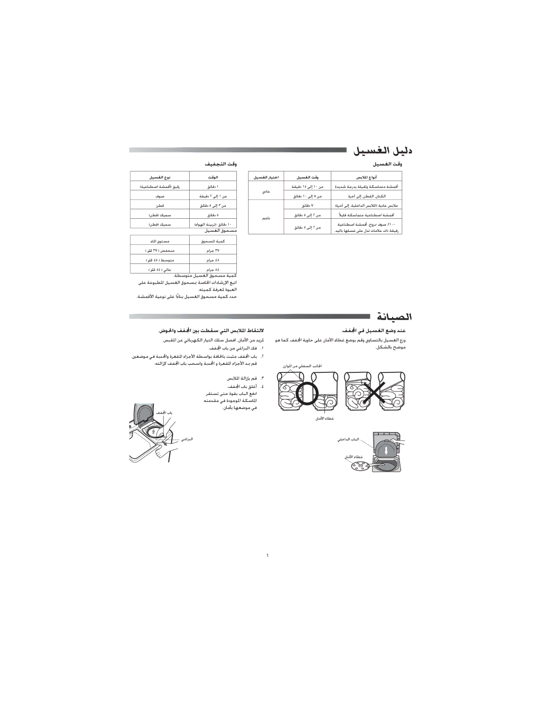 Samsung WT80J7EW/YQH, WT80J7PEW/XSG, WT80J7IW1/XSG, WT80J7IW/XSG, WT80J7EW/YAM ﻞﻴﺴﻐﻟا ﻞﻴﻟد, ﺔﻧﺎﻴﺼﻟا, ﻒﻴﻔﺠﺘﻟا ﺖﻗو ﻞﻴﺴﻐﻟا ﺖﻗو 