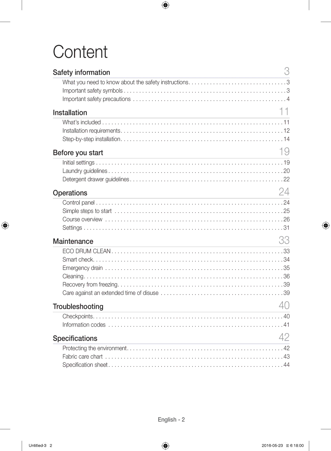 Samsung WW10H8420EW/YL manual Content 