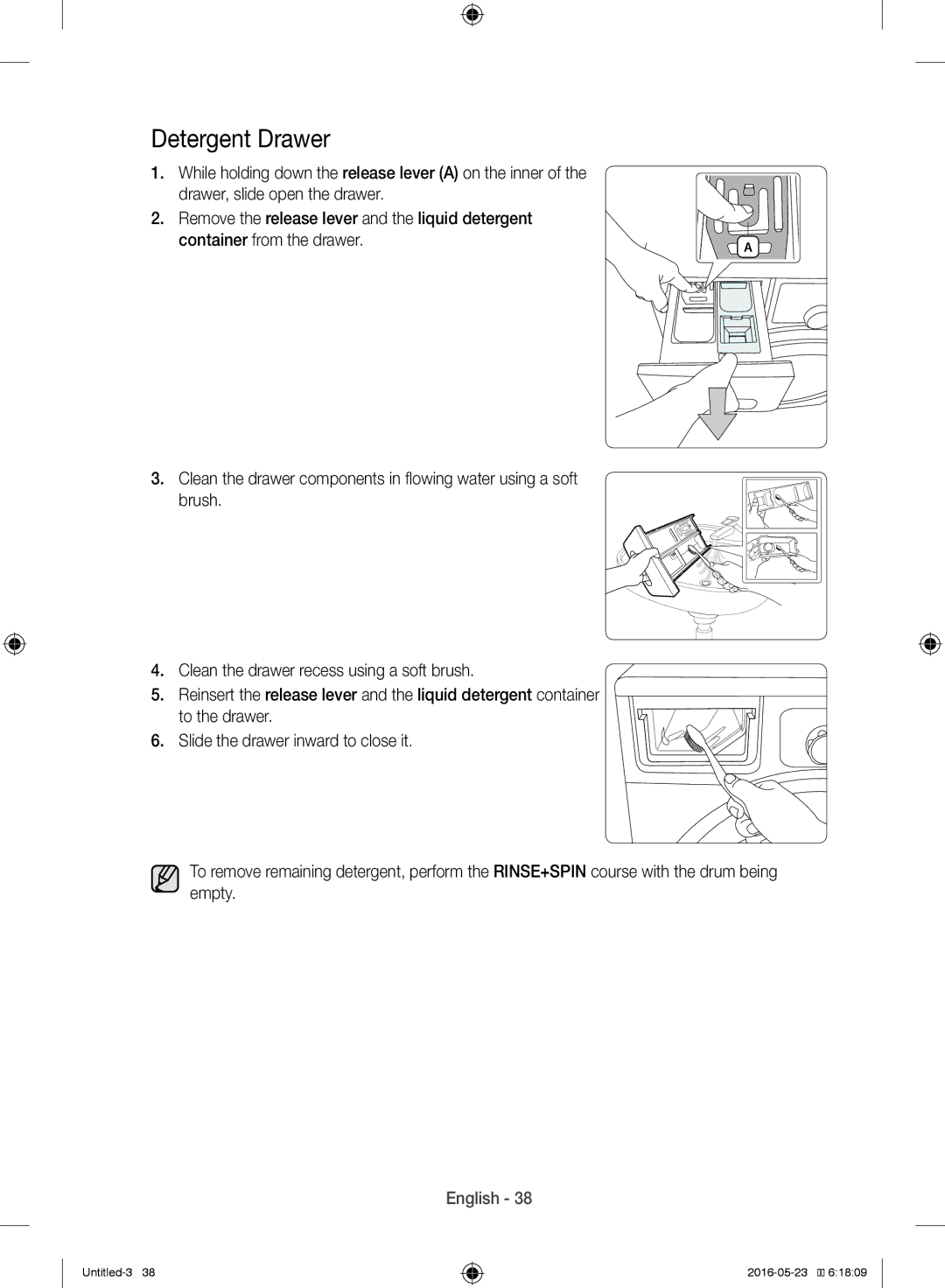 Samsung WW10H8420EW/YL manual Detergent Drawer 