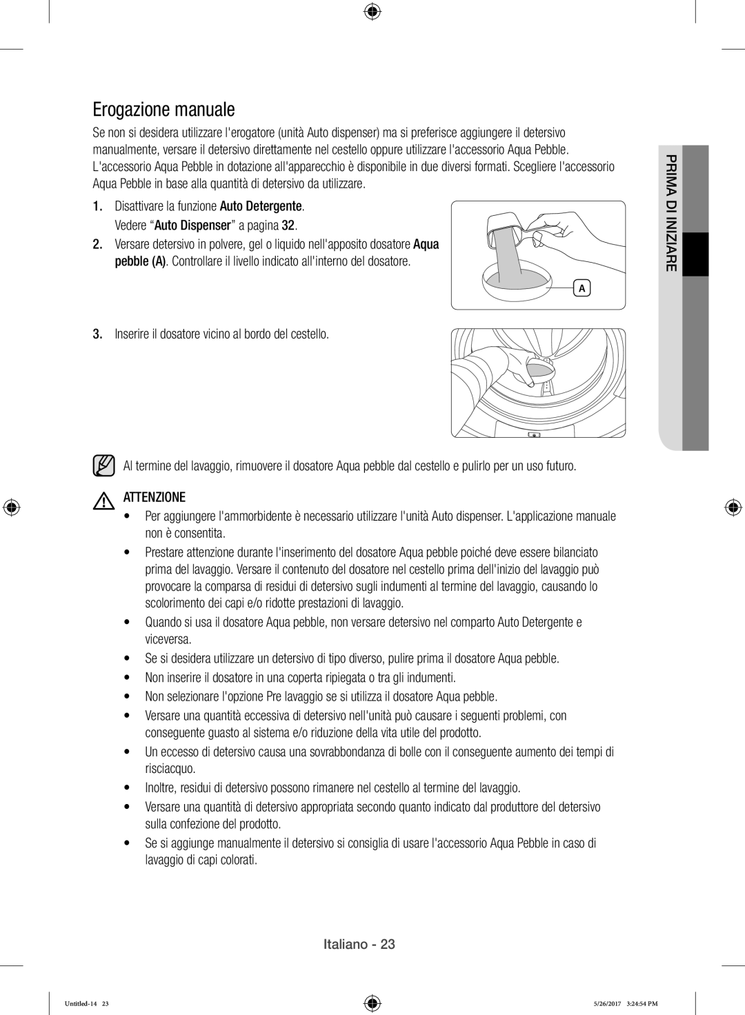 Samsung WW10H9400EW/ET Erogazione manuale 