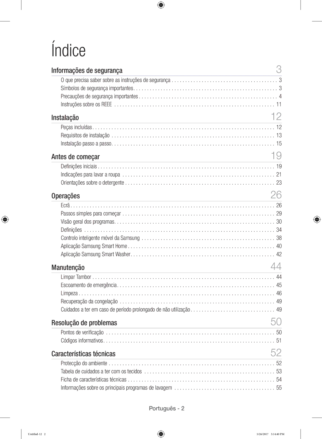 Samsung WW10H9400EW/ET manual Índice 