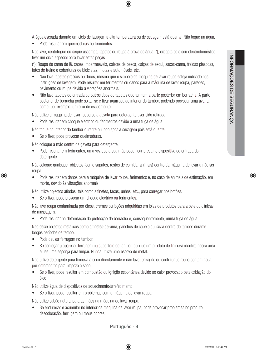 Samsung WW10H9400EW/ET manual Português 