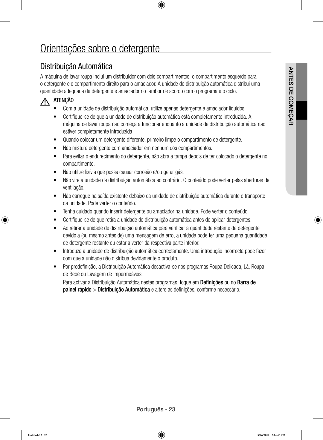 Samsung WW10H9400EW/ET manual Orientações sobre o detergente, Distribuição Automática 