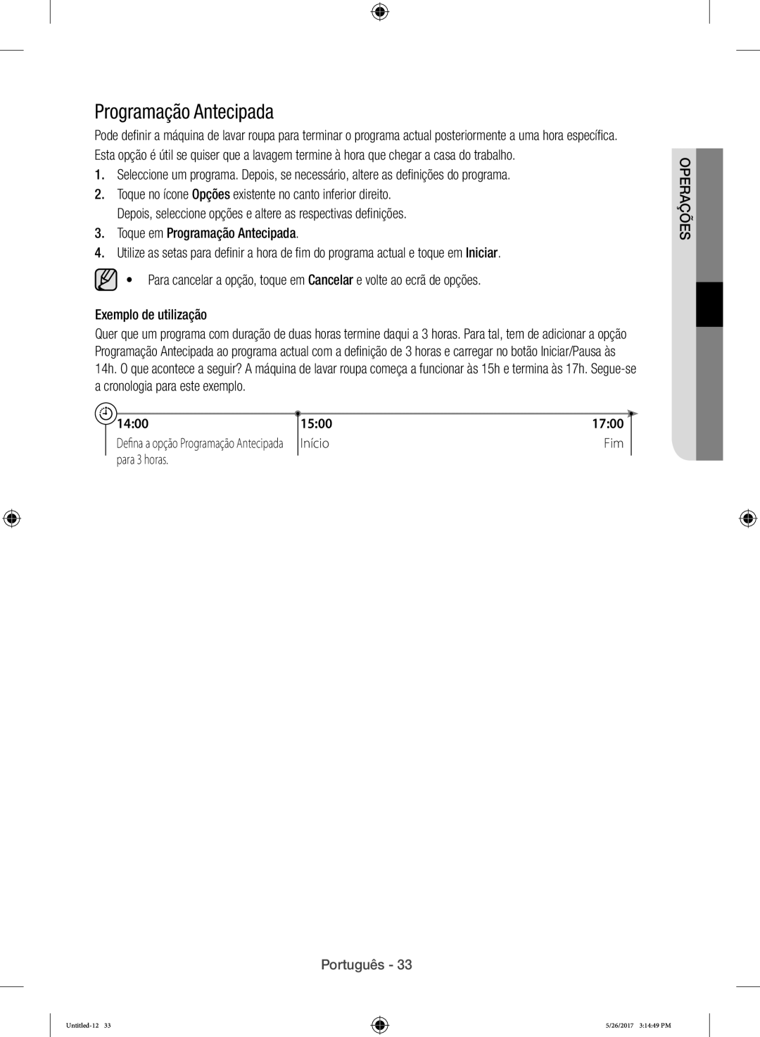 Samsung WW10H9400EW/ET manual Programação Antecipada 