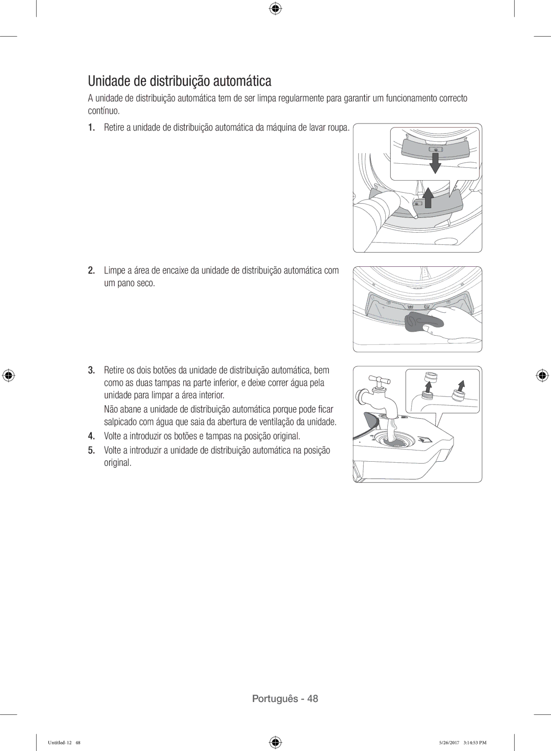 Samsung WW10H9400EW/ET manual Unidade de distribuição automática 