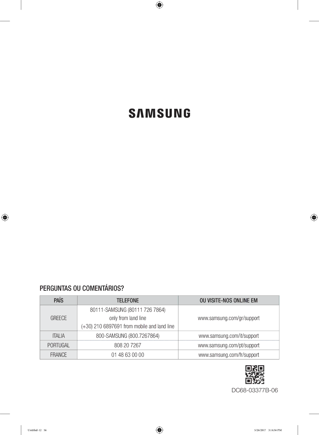 Samsung WW10H9400EW/ET manual Perguntas OU COMENTÁRIOS? 