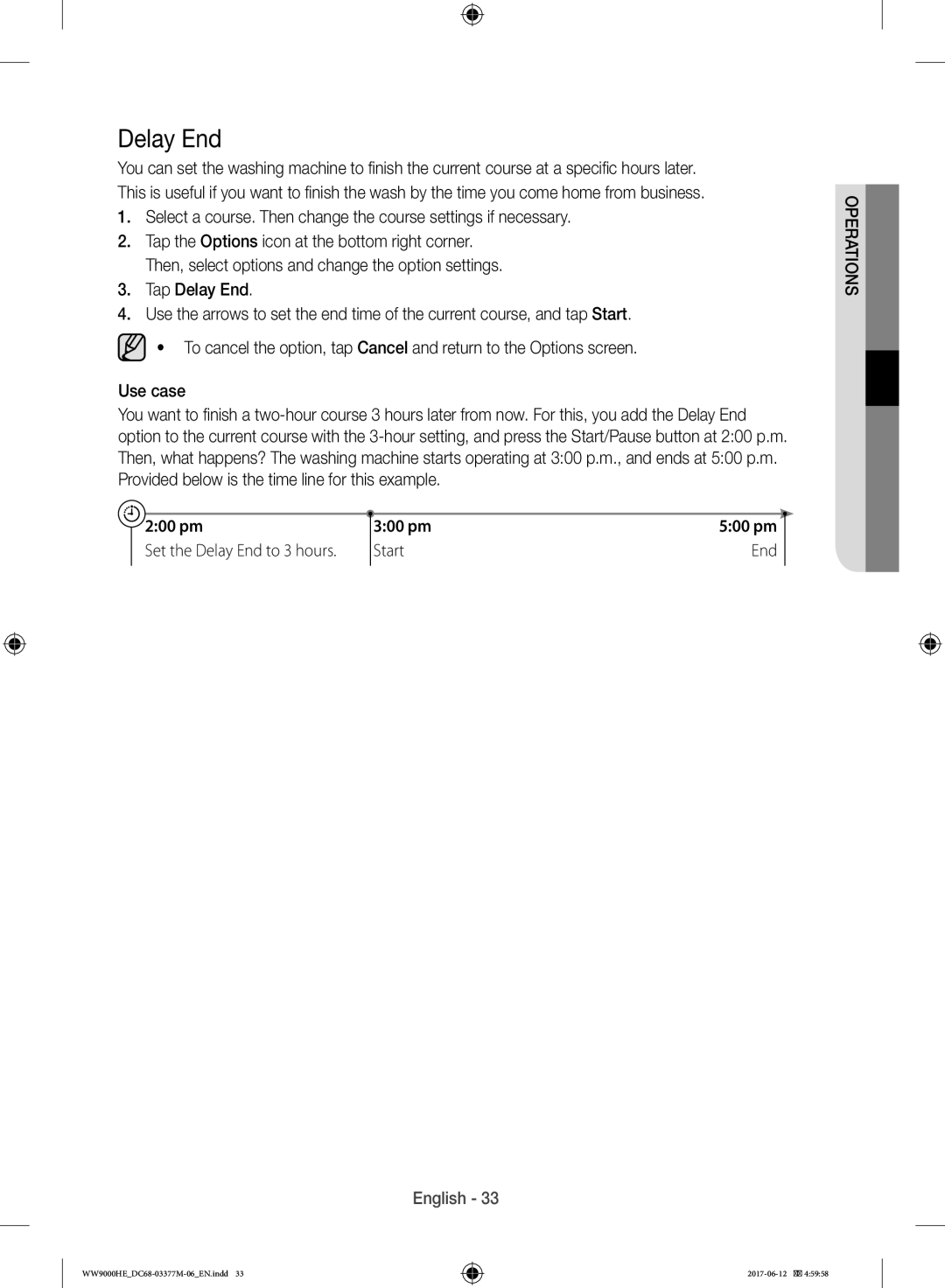 Samsung WW90H9410EW/YL, WW10H9410EX/GU manual Delay End, 200 pm 300 pm, Start End 