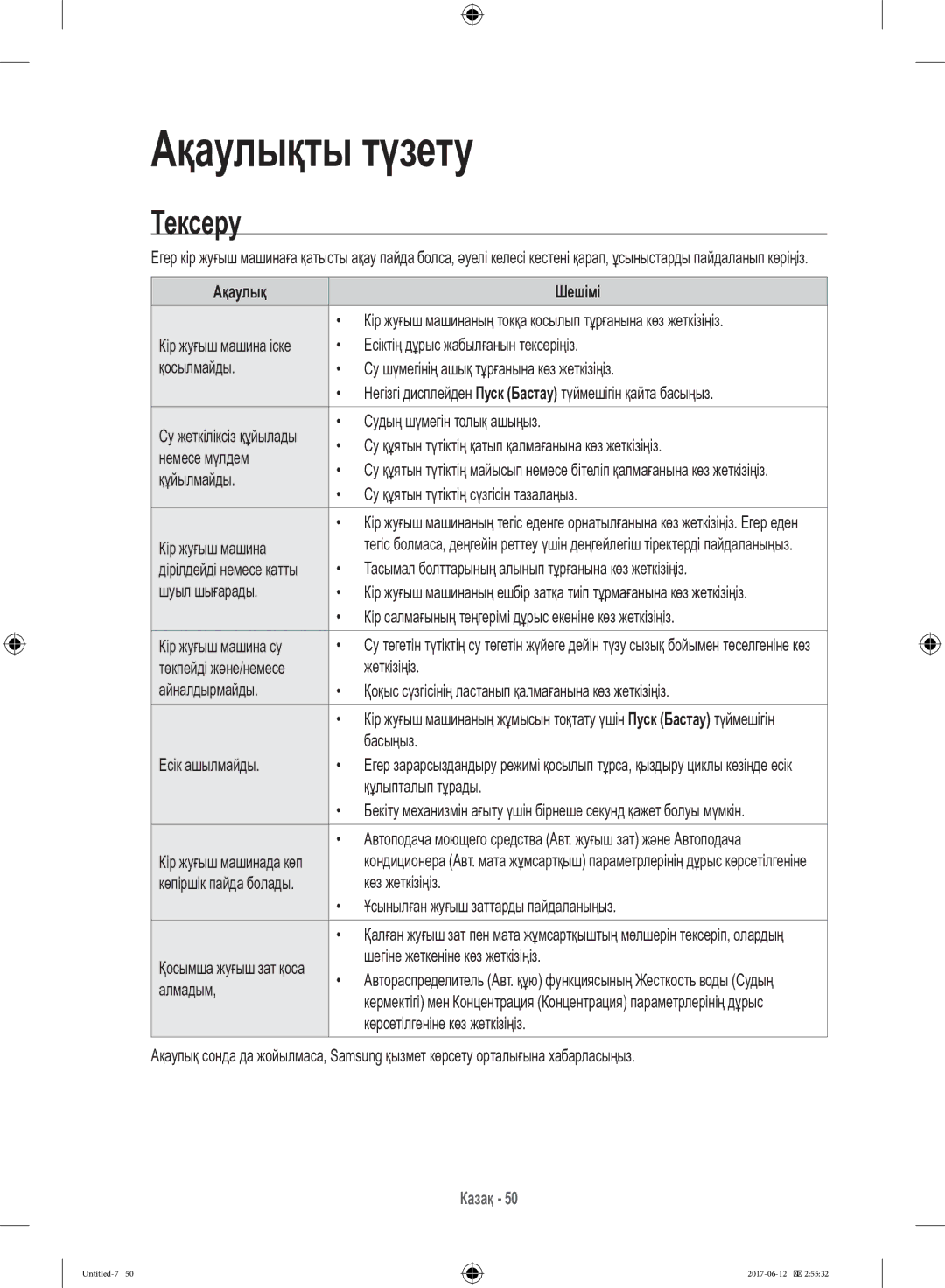 Samsung WW10H9600EW/LP manual Тексеру 