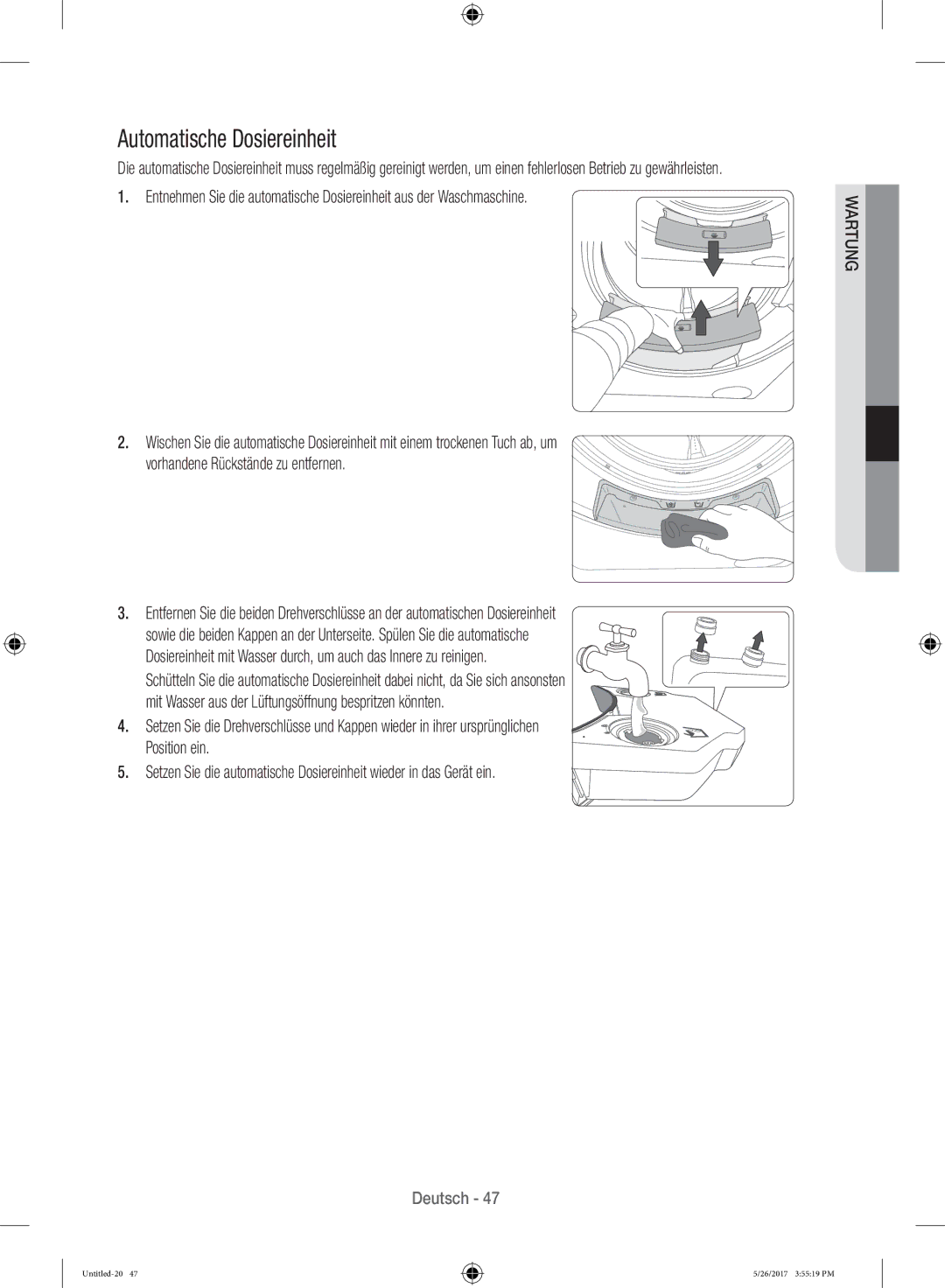 Samsung WW10H9600EW/WS manual Automatische Dosiereinheit 