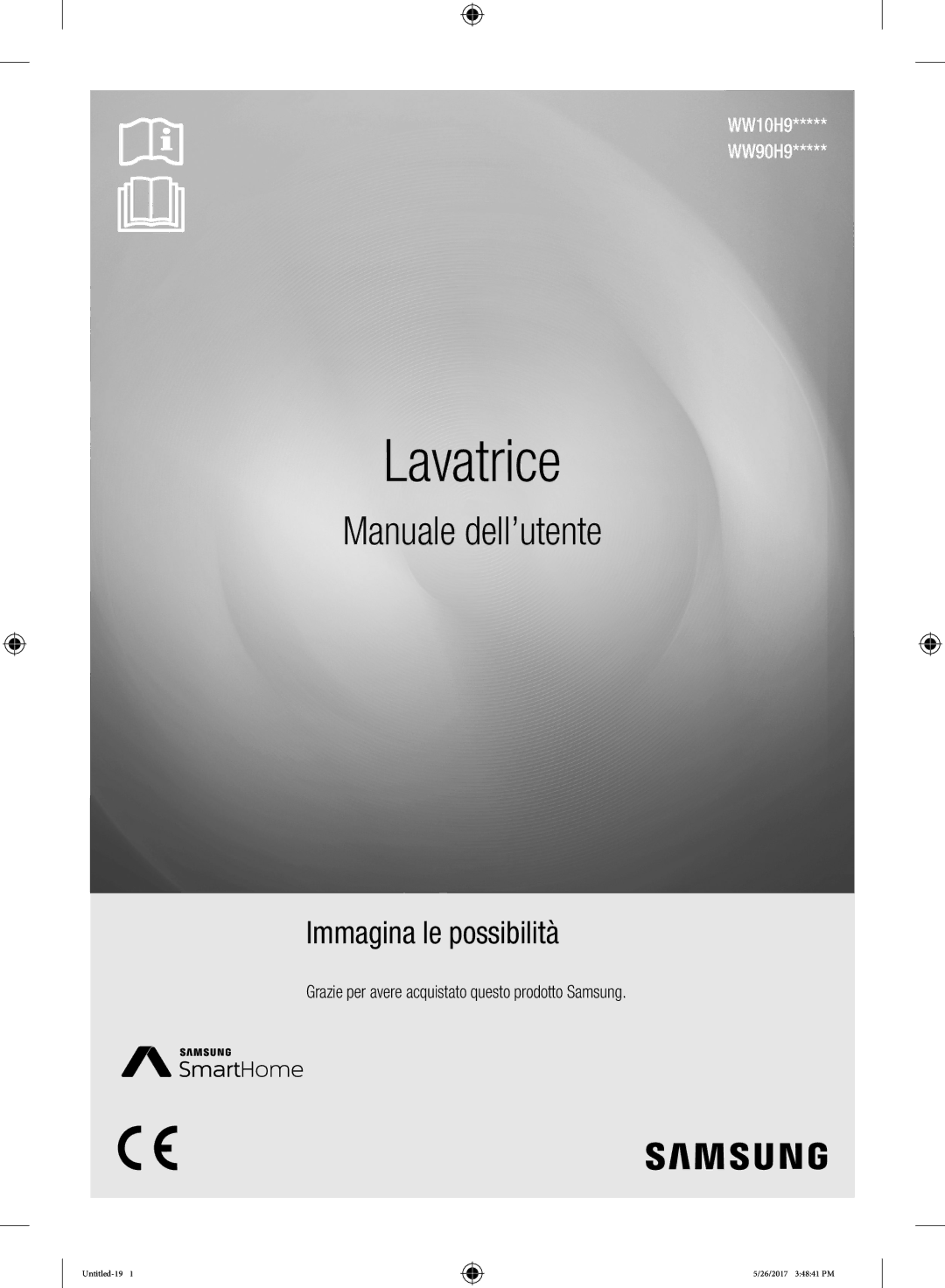 Samsung WW10H9600EW/WS manual Lavatrice, Grazie per avere acquistato questo prodotto Samsung 