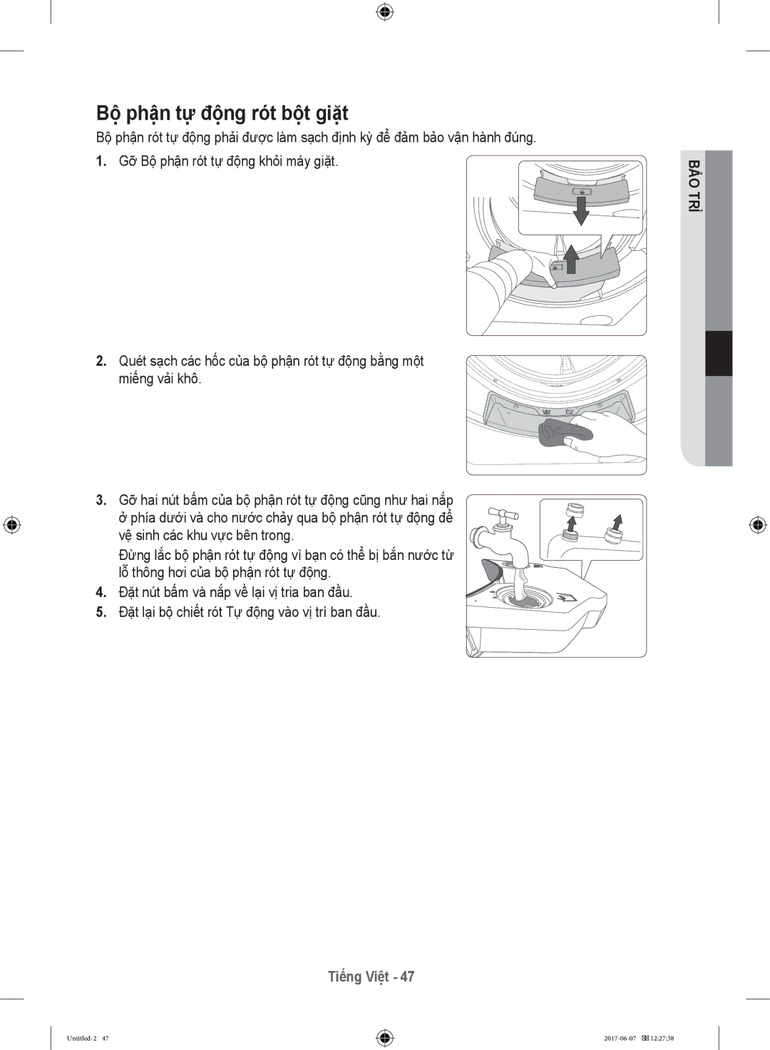 Samsung WW10H9610EW/SV manual Bộ phận tự động rót bột giặt 