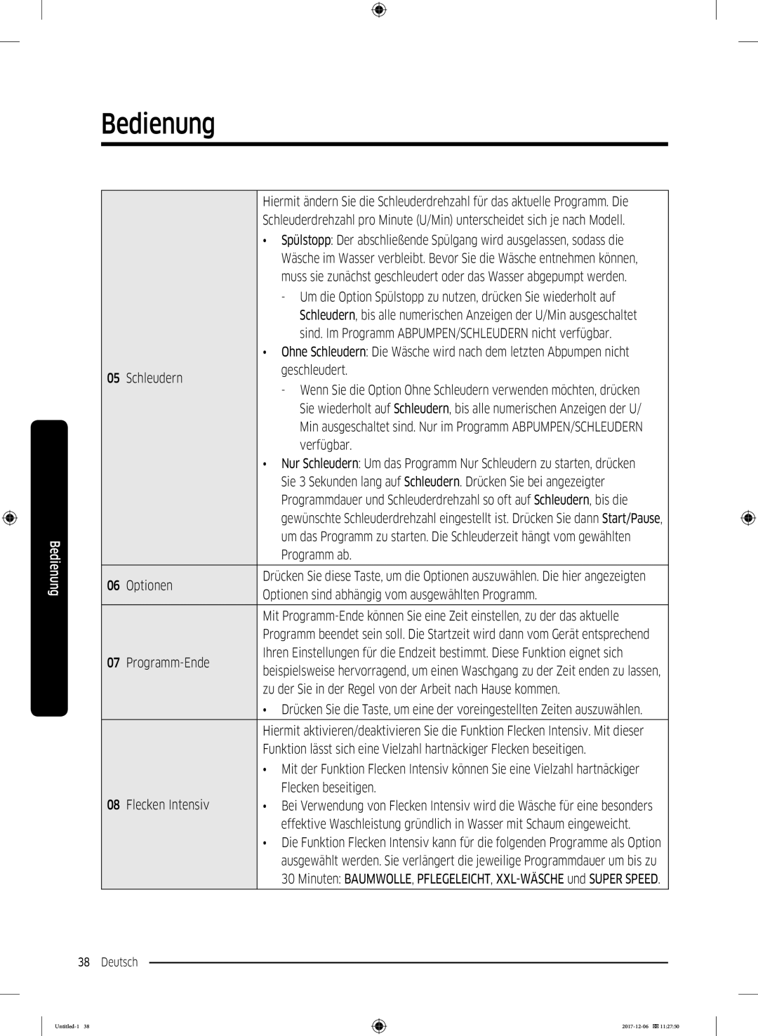 Samsung WW10M86BQOA/EG Sind. Im Programm ABPUMPEN/SCHLEUDERN nicht verfügbar, Schleudern Geschleudert, Verfügbar, Optionen 