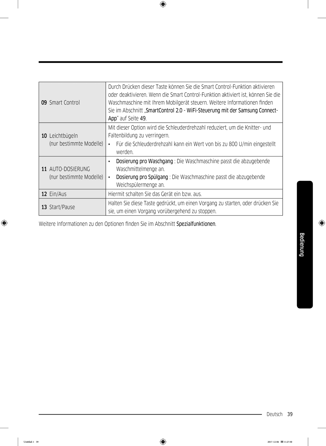 Samsung WW10M86BQOA/EG Smart Control, App auf Seite, Leichtbügeln Faltenbildung zu verringern, Werden, Waschmittelmenge an 