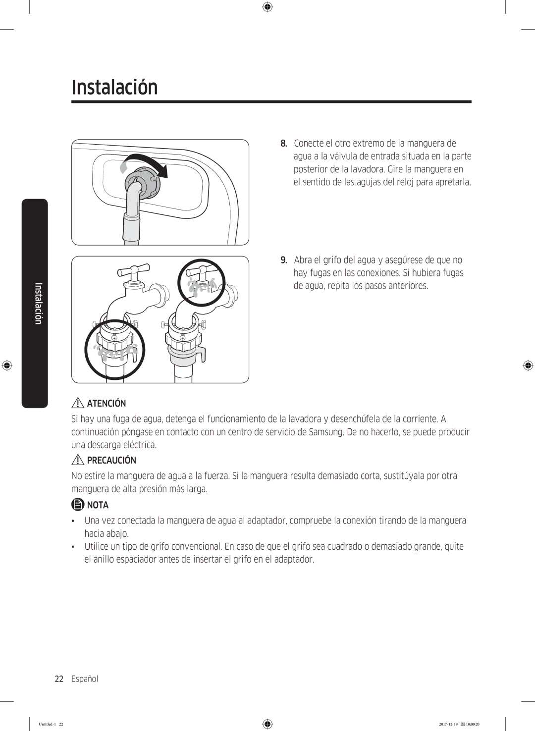 Samsung WW10M86GNOA/EC manual Atención 