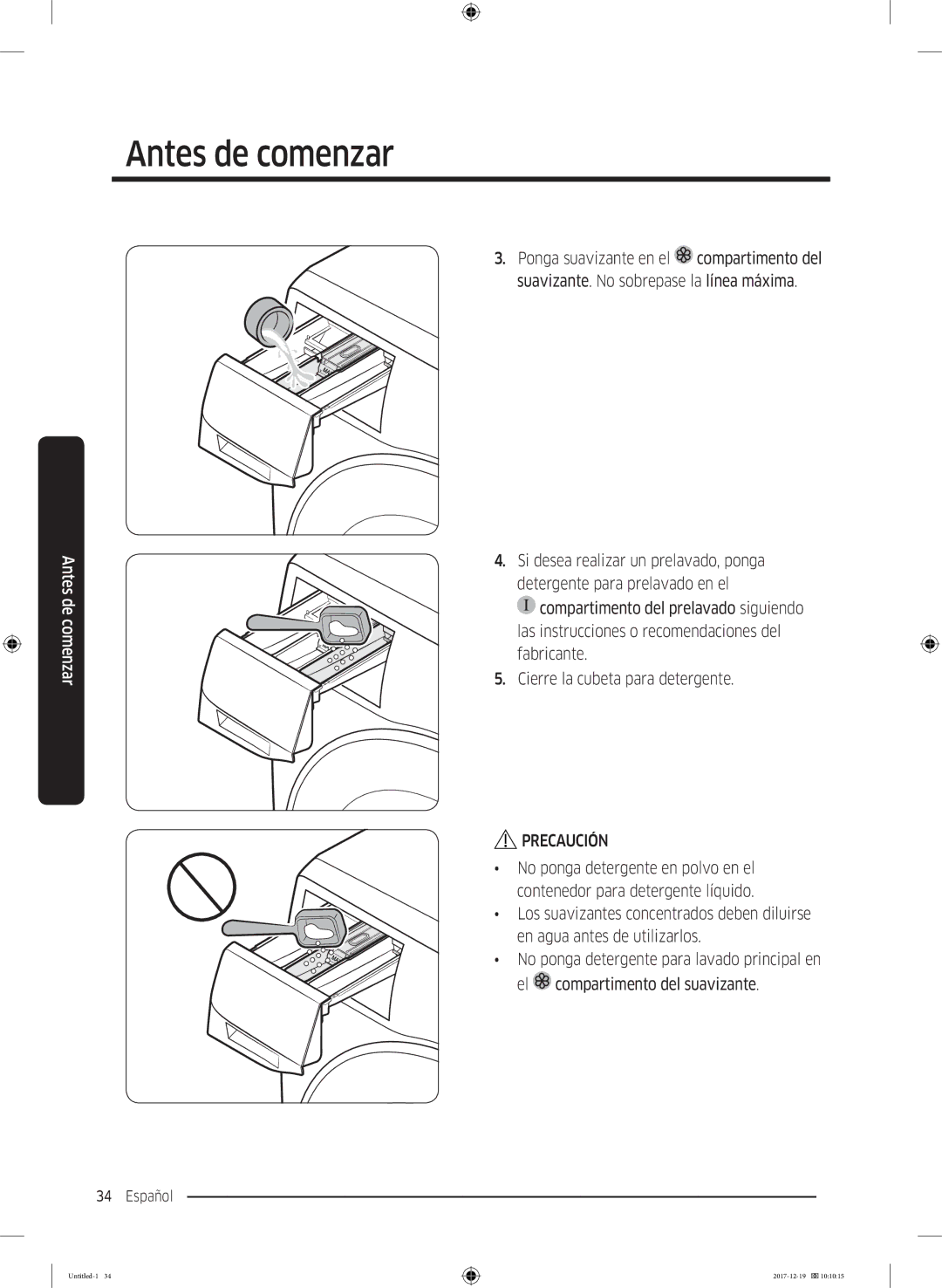 Samsung WW10M86GNOA/EC manual Antes de comenzar 