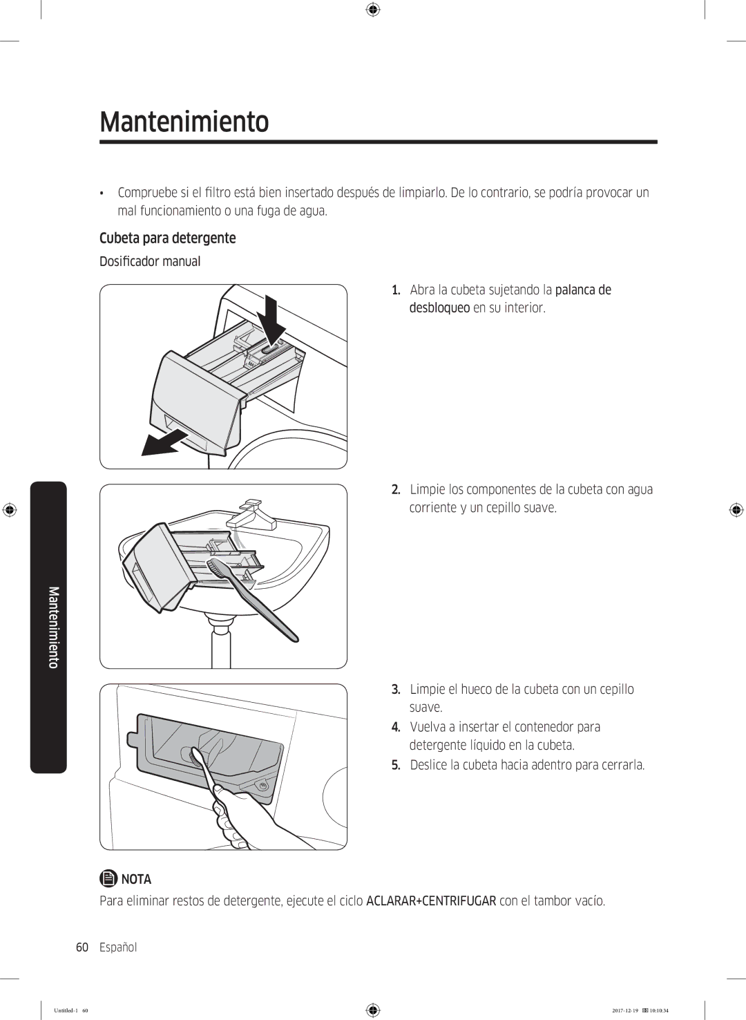 Samsung WW10M86GNOA/EC manual Cubeta para detergente 