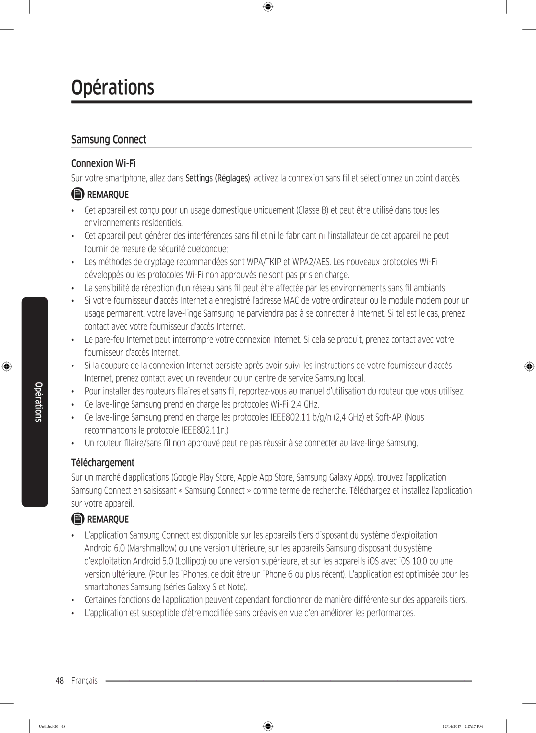 Samsung WW10M86GNOA/EF manual Samsung Connect, Connexion Wi-Fi, Téléchargement 