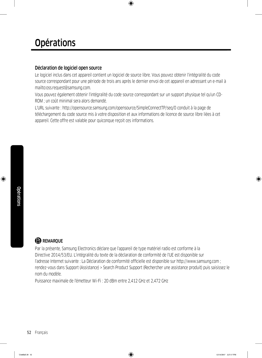 Samsung WW10M86GNOA/EF manual Déclaration de logiciel open source 