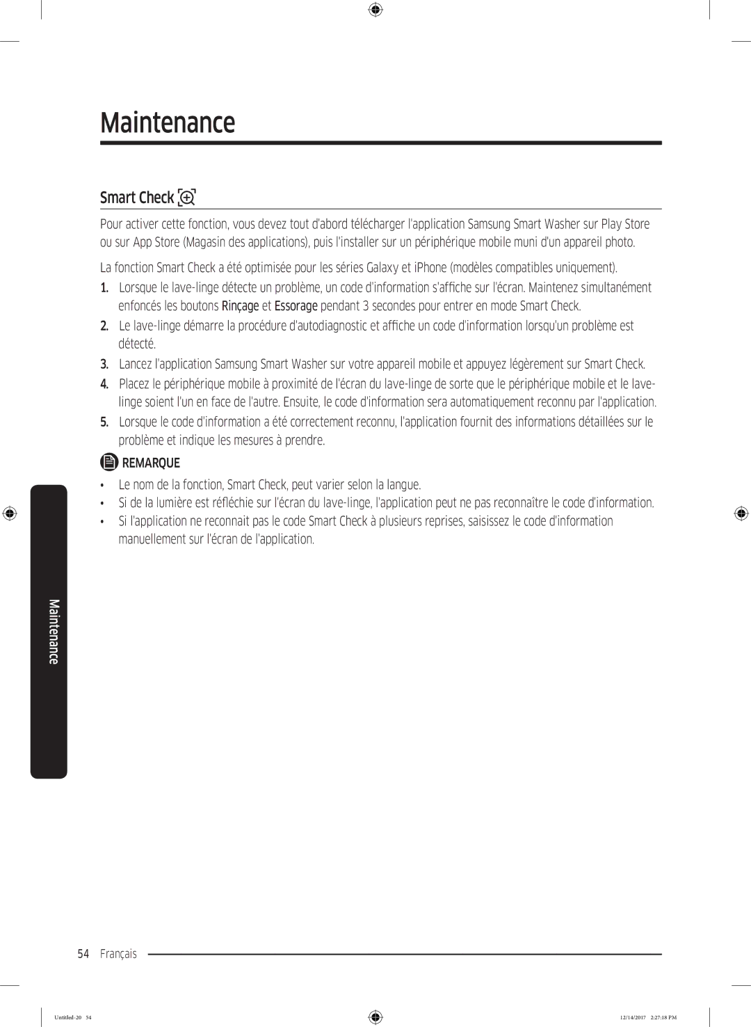 Samsung WW10M86GNOA/EF manual Smart Check 