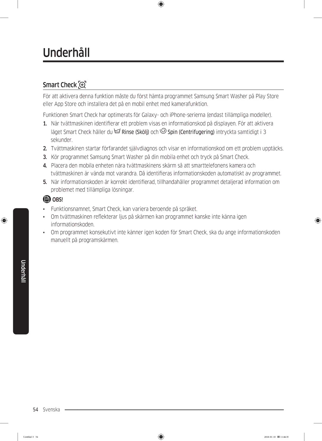 Samsung WW10M86INOA/EE manual Smart Check 