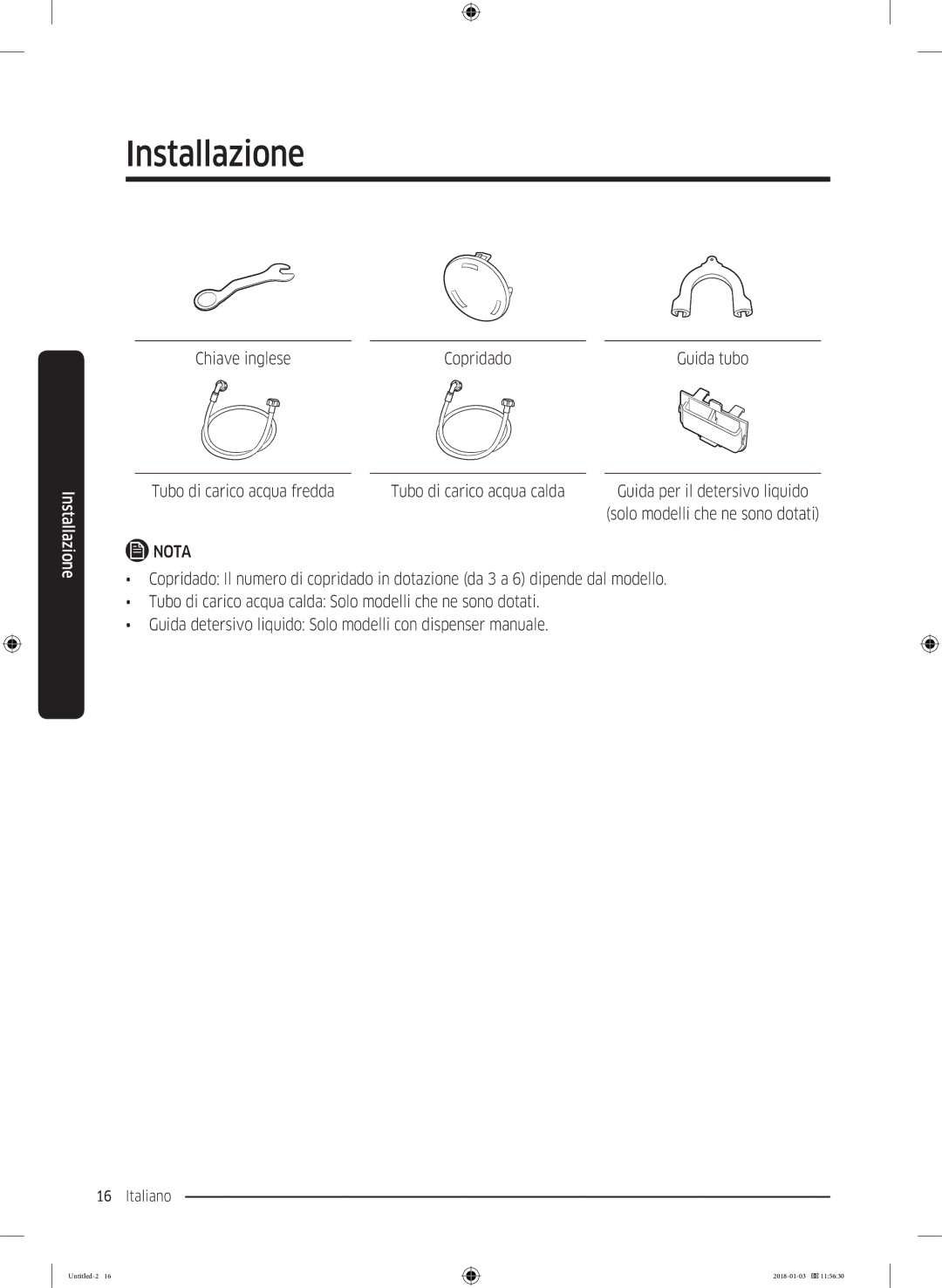 Samsung WW10M86INOA/ET manual Chiave inglese Copridado 