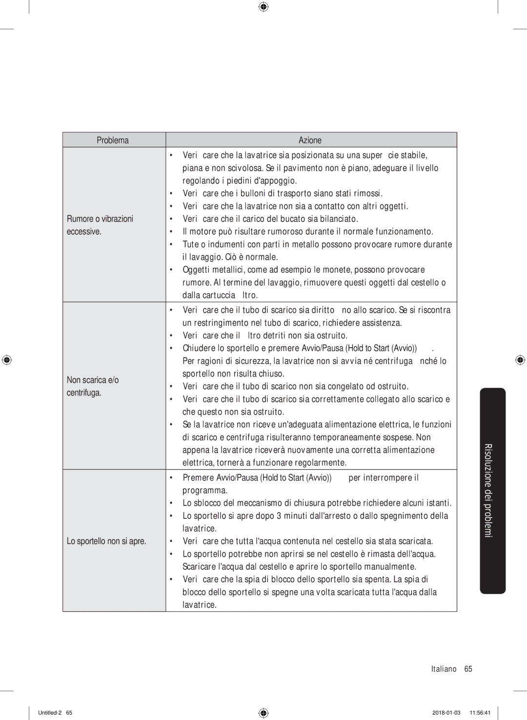 Samsung WW10M86INOA/ET manual Non sia a contatto con altri oggetti 