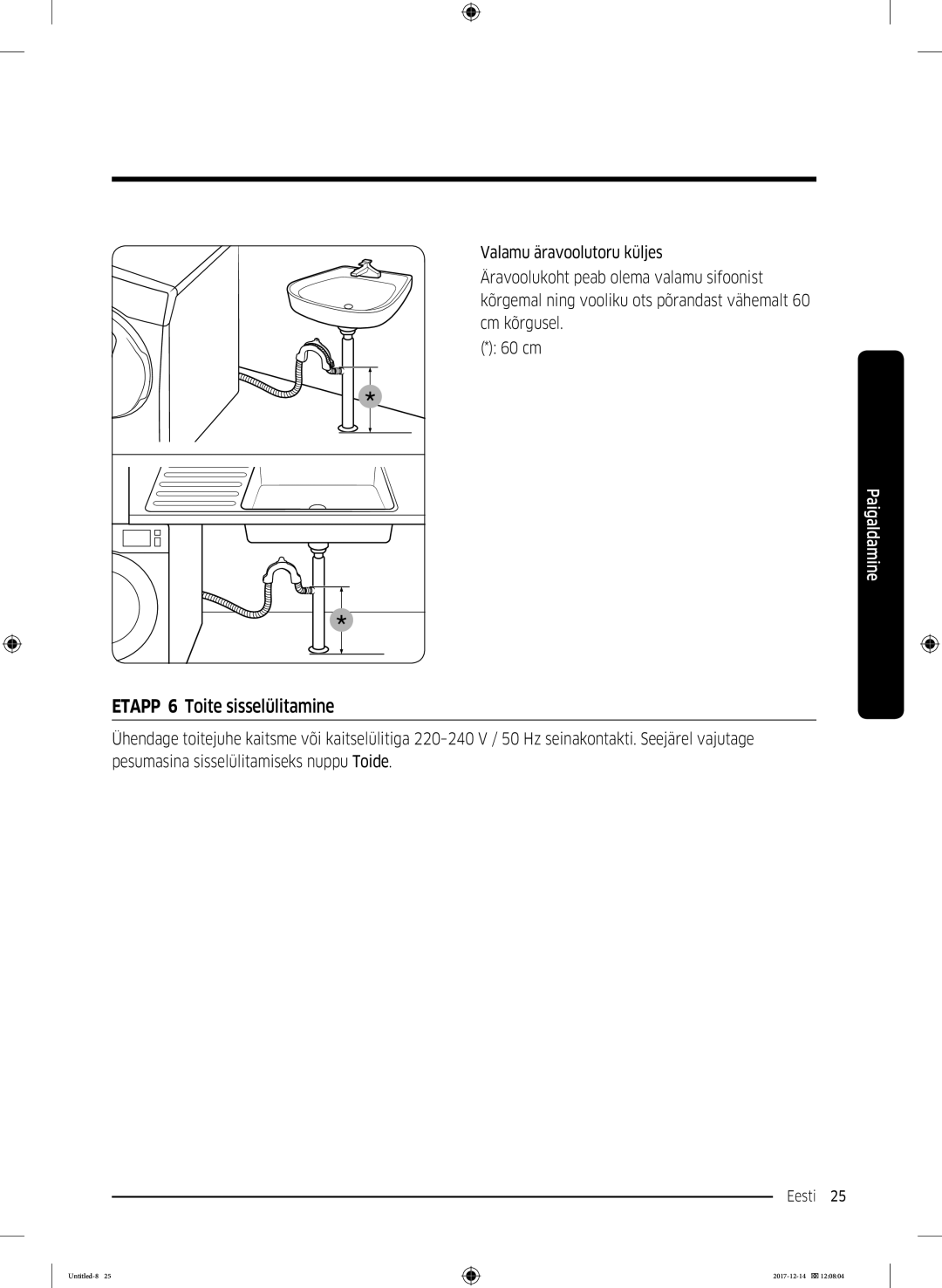 Samsung WW10M86INOA/LE manual Etapp 6 Toite sisselülitamine 