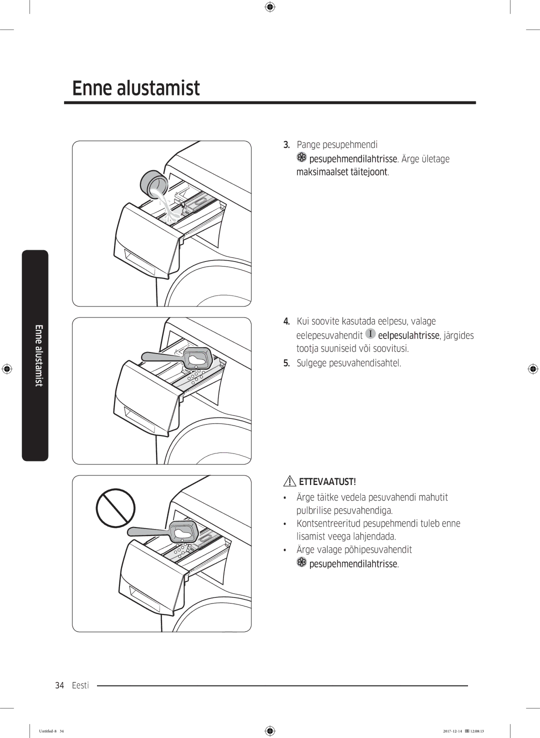 Samsung WW10M86INOA/LE manual Enne alustamist 