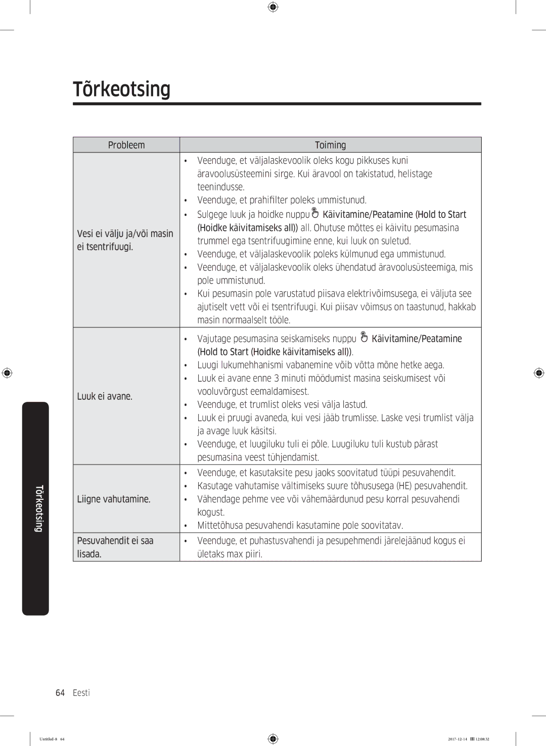 Samsung WW10M86INOA/LE manual Lisada Ületaks max piiri 