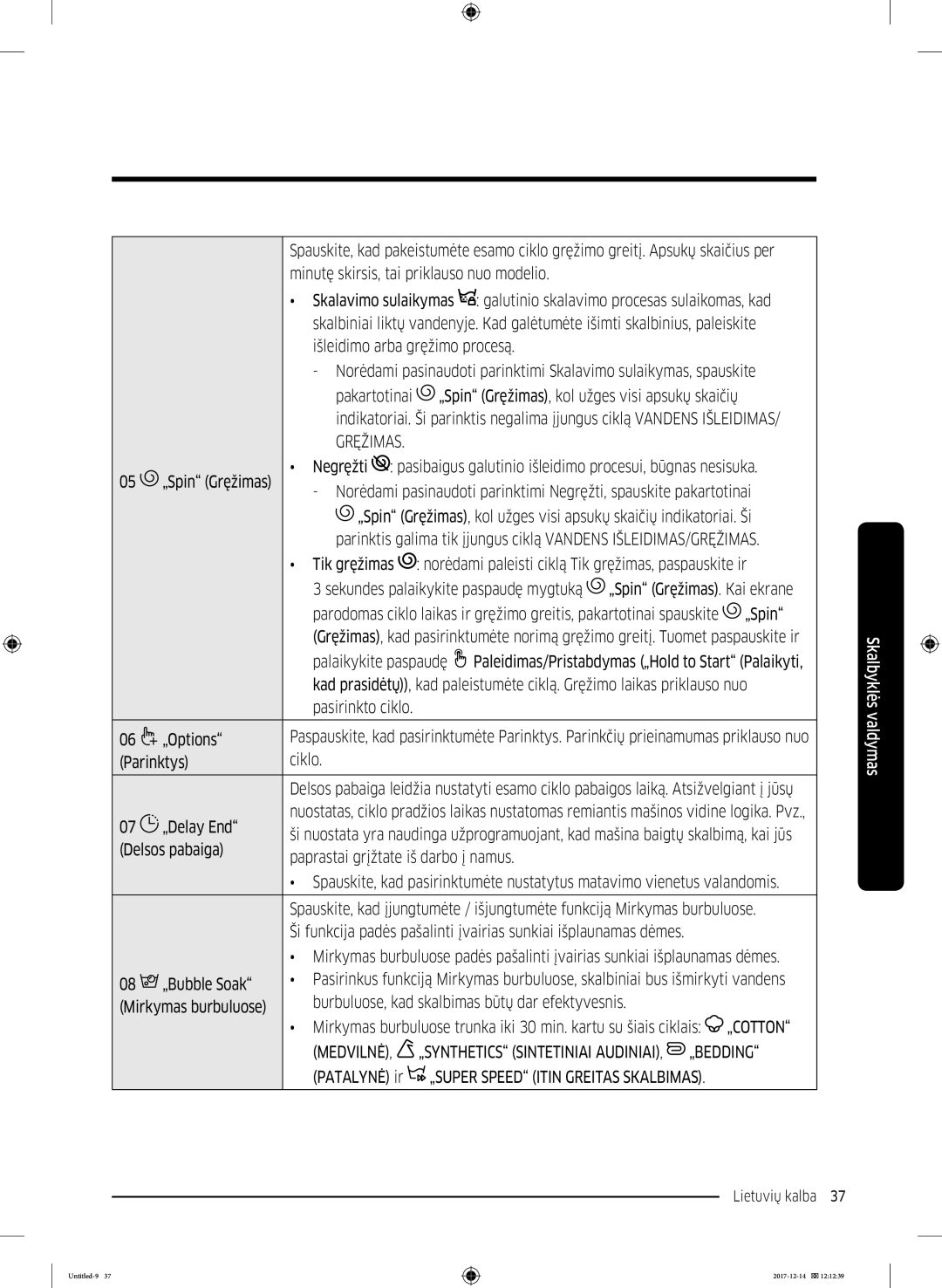 Samsung WW10M86INOA/LE manual Gręžimas 