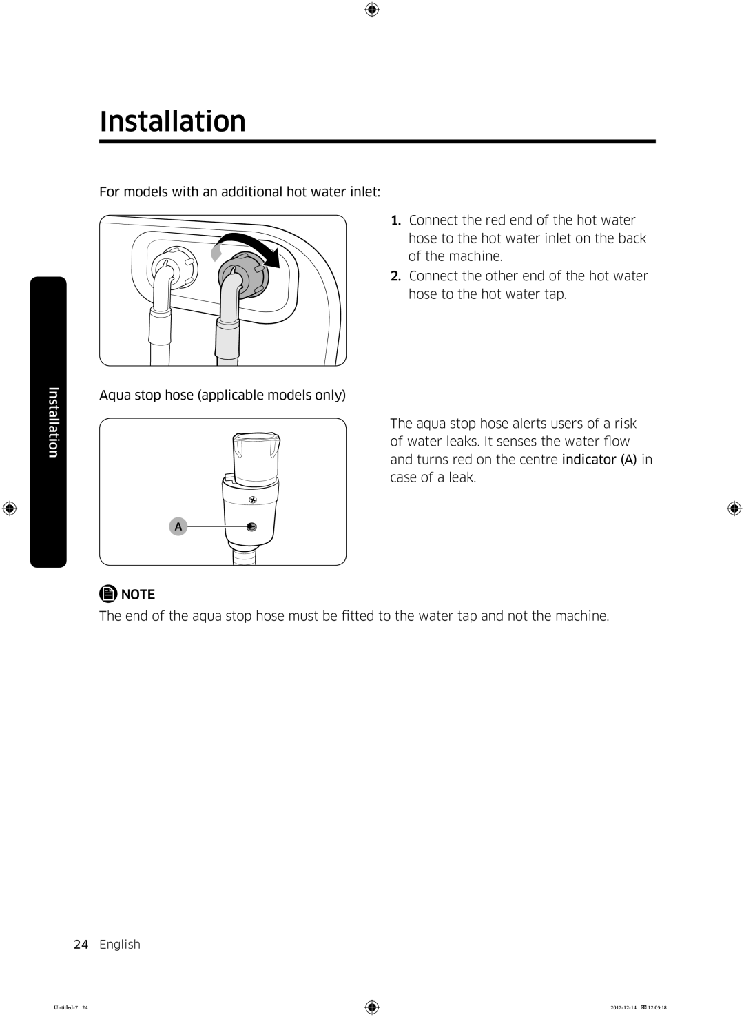 Samsung WW10M86INOA/LE manual Installation 