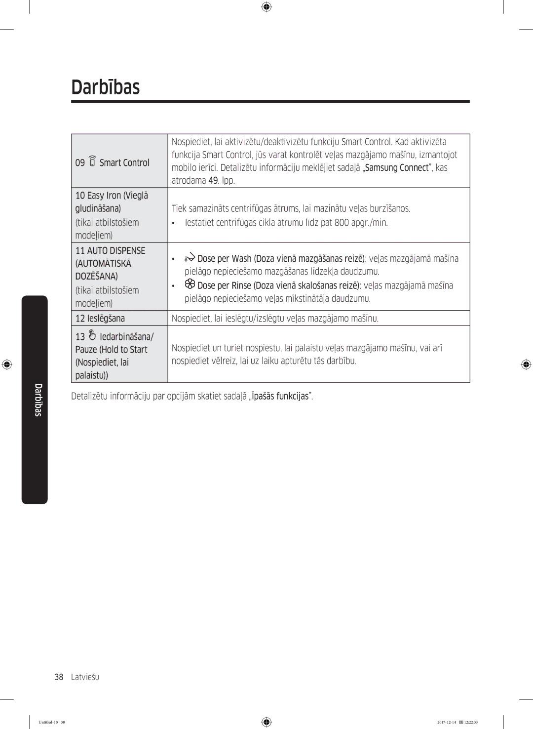 Samsung WW10M86INOA/LE manual Atrodama 49. lpp, Automātiskā, Pielāgo nepieciešamo mazgāšanas līdzekļa daudzumu, Dozēšana 