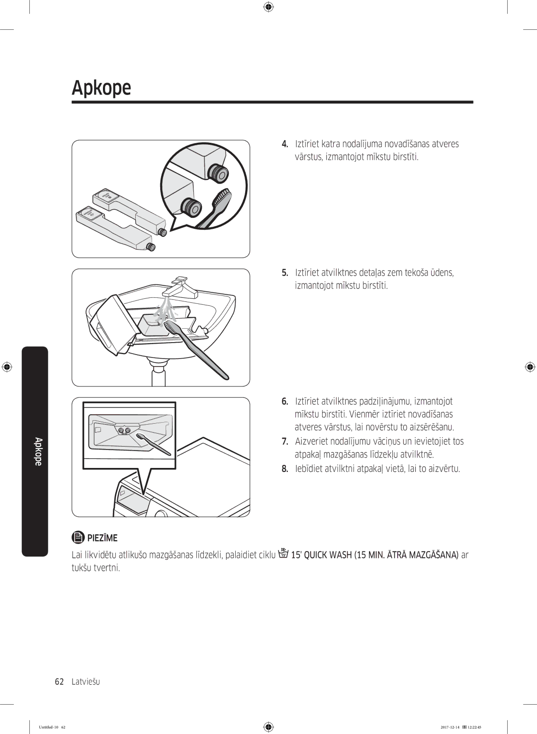 Samsung WW10M86INOA/LE manual Apkope 