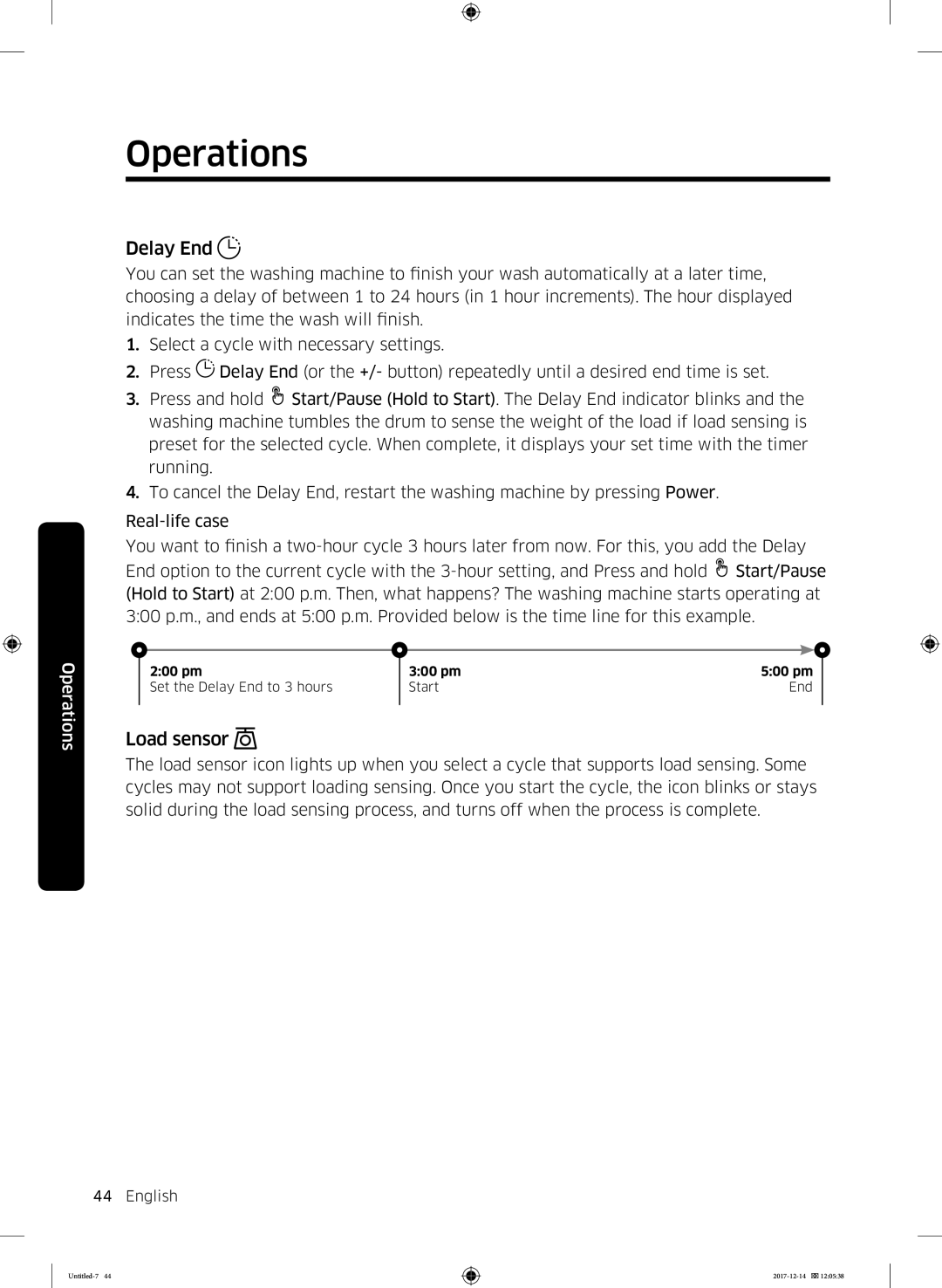 Samsung WW10M86INOA/LE manual Delay End, Load sensor 