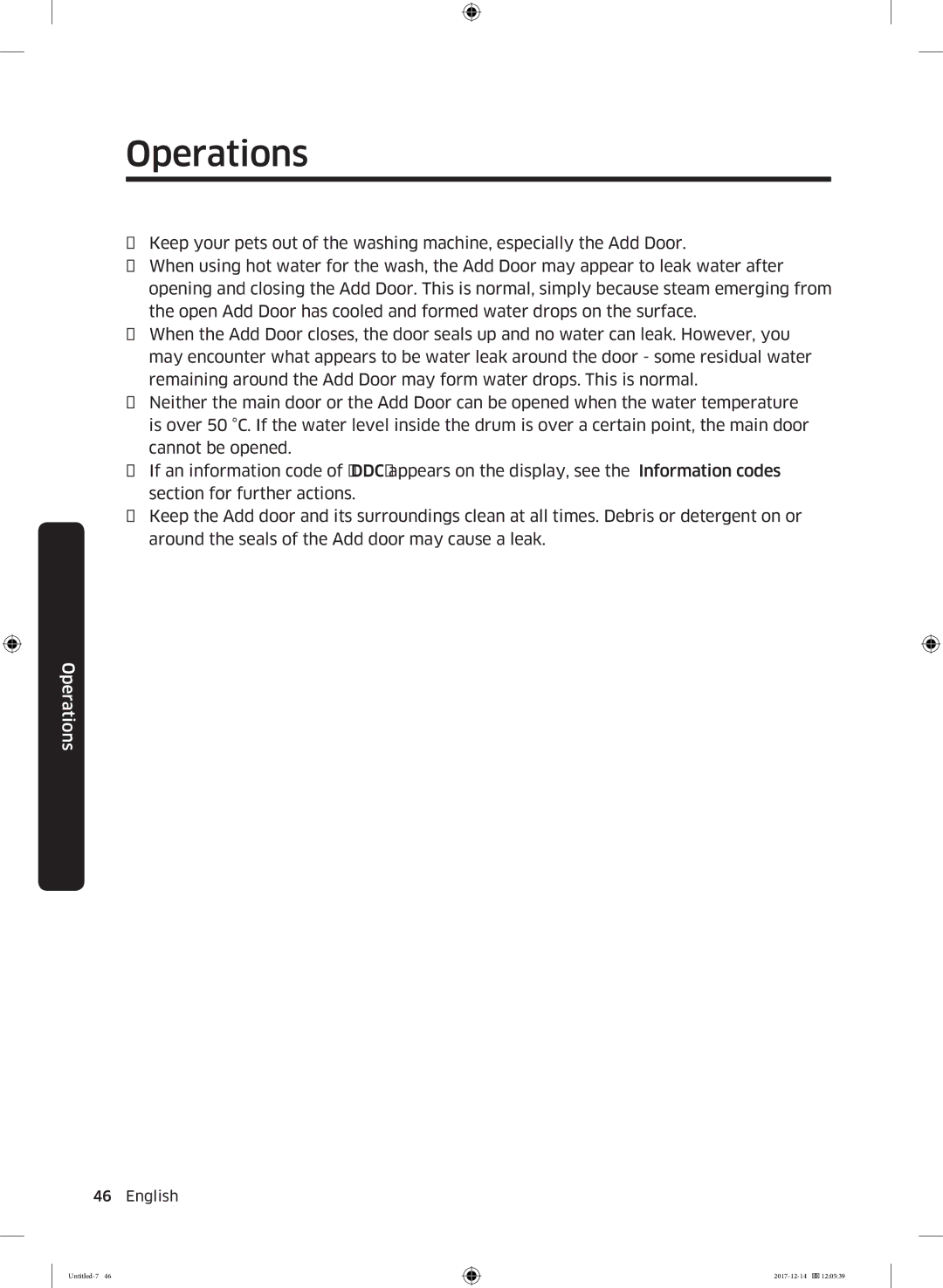 Samsung WW10M86INOA/LE manual Operations 