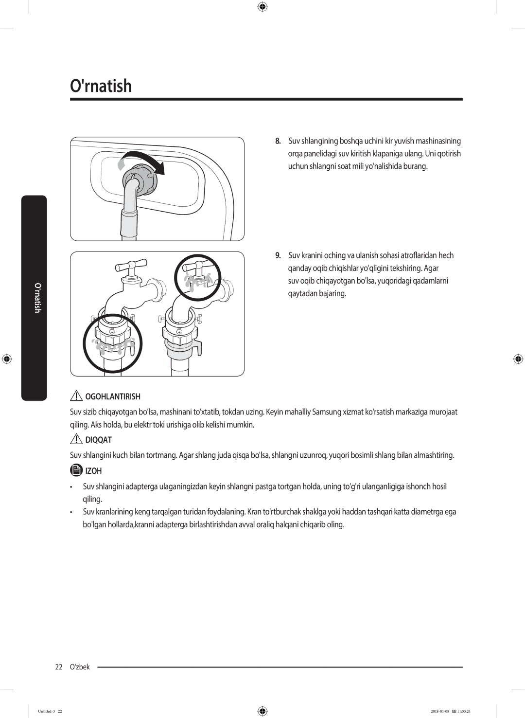 Samsung WW10M86KNOA/LP manual Ogohlantirish 