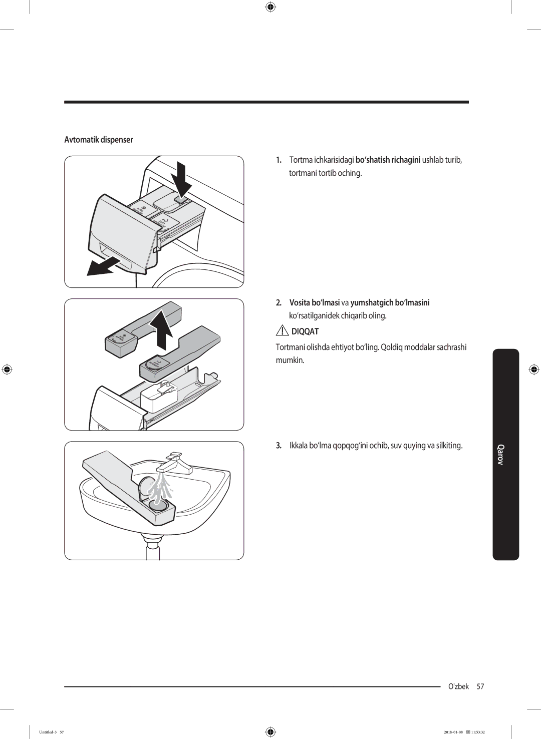 Samsung WW10M86KNOA/LP manual Diqqat 