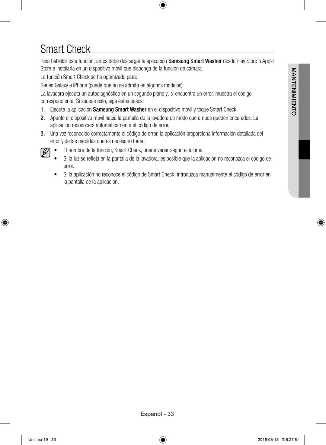 Samsung WW12H8400EW/EC manual Smart Check 