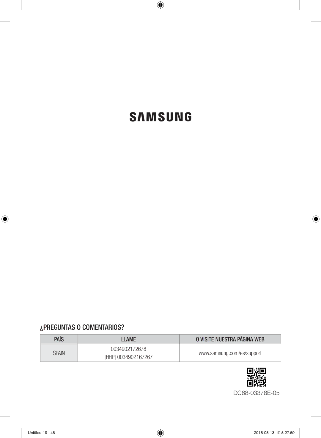 Samsung WW12H8400EW/EC manual ¿Preguntas O Comentarios?, DC68-03378E-05 