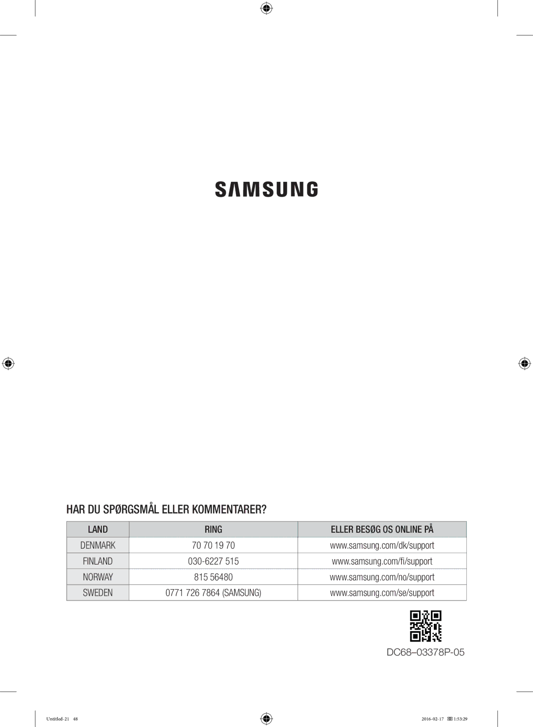 Samsung WW12H8400EW/EE manual HAR DU Spørgsmål Eller KOMMENTARER? 