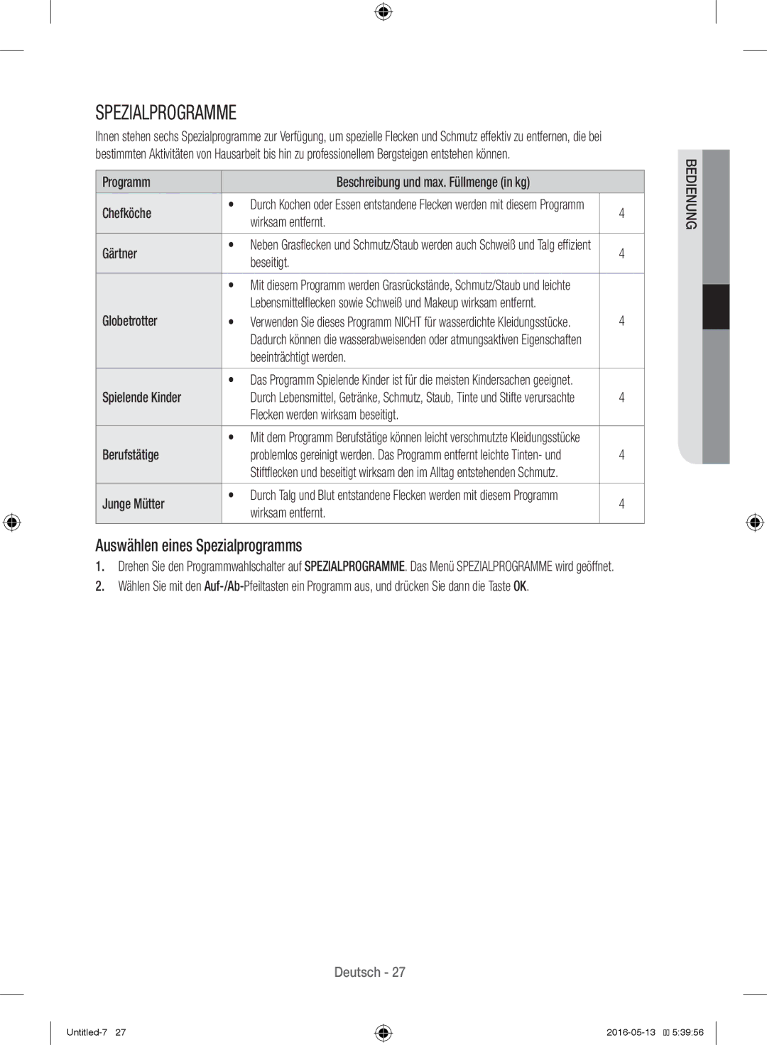 Samsung WW12H8400EW/EG Chefköche, Wirksam entfernt, Gärtner, Beseitigt, Globetrotter, Beeinträchtigt werden, Berufstätige 