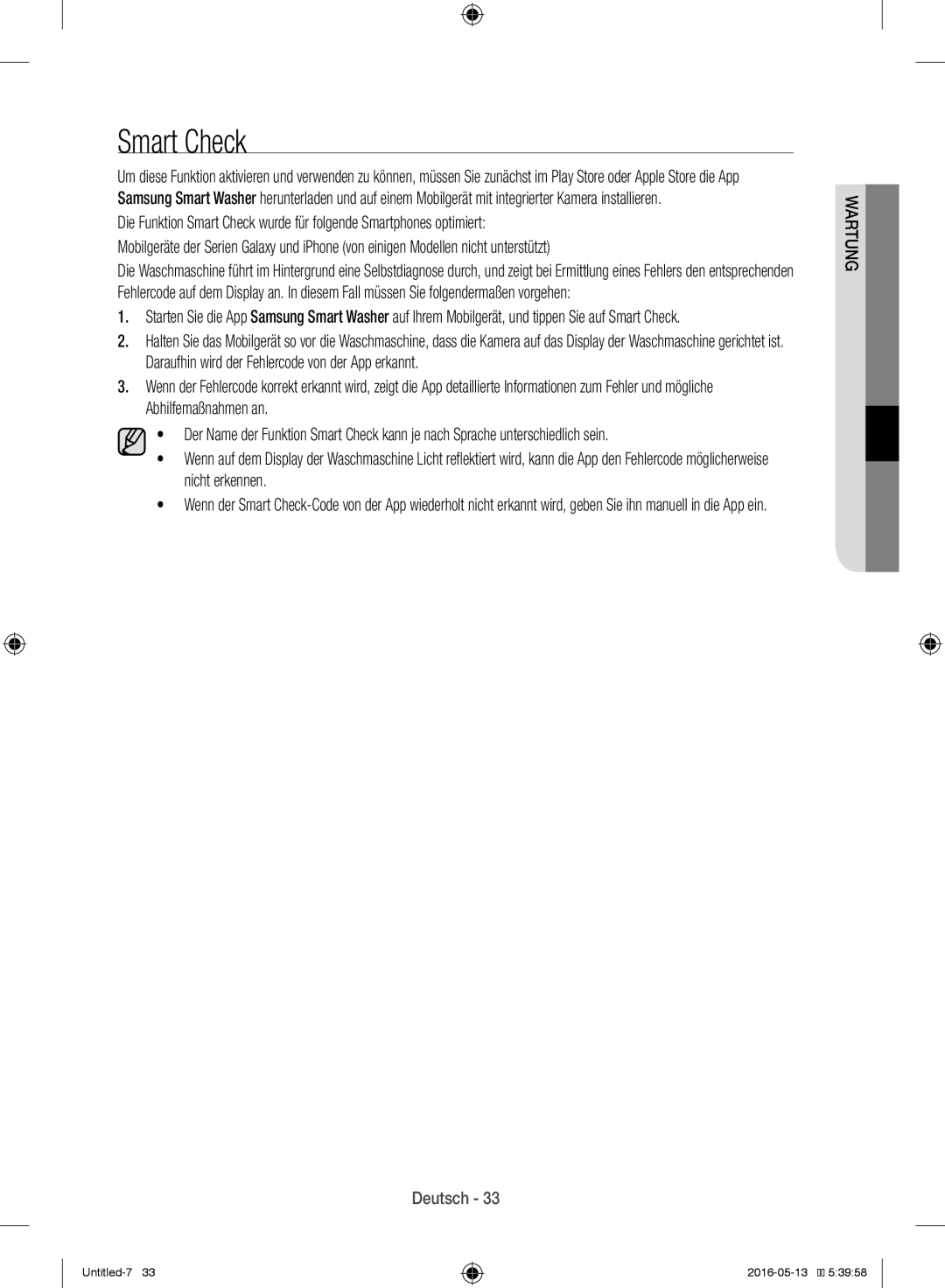 Samsung WW12H8400EW/EG manual Smart Check 