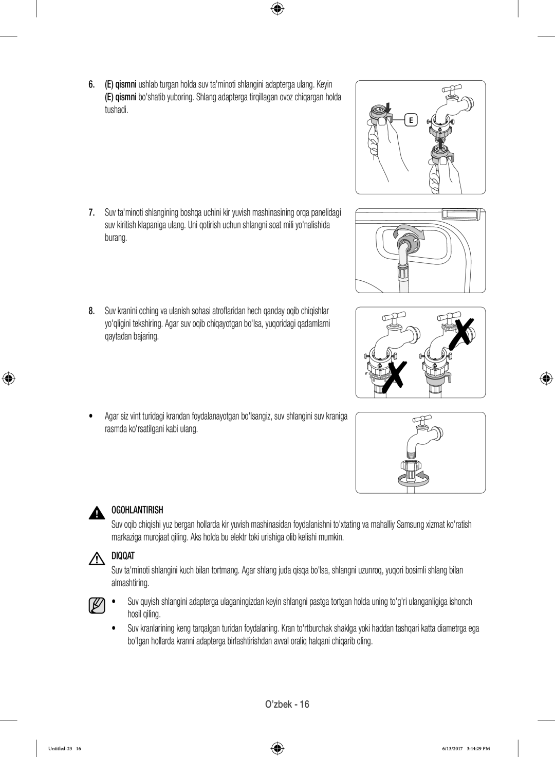 Samsung WW12H8400EW/LP, WW12H8400EX/LP manual Burang, Diqqat 