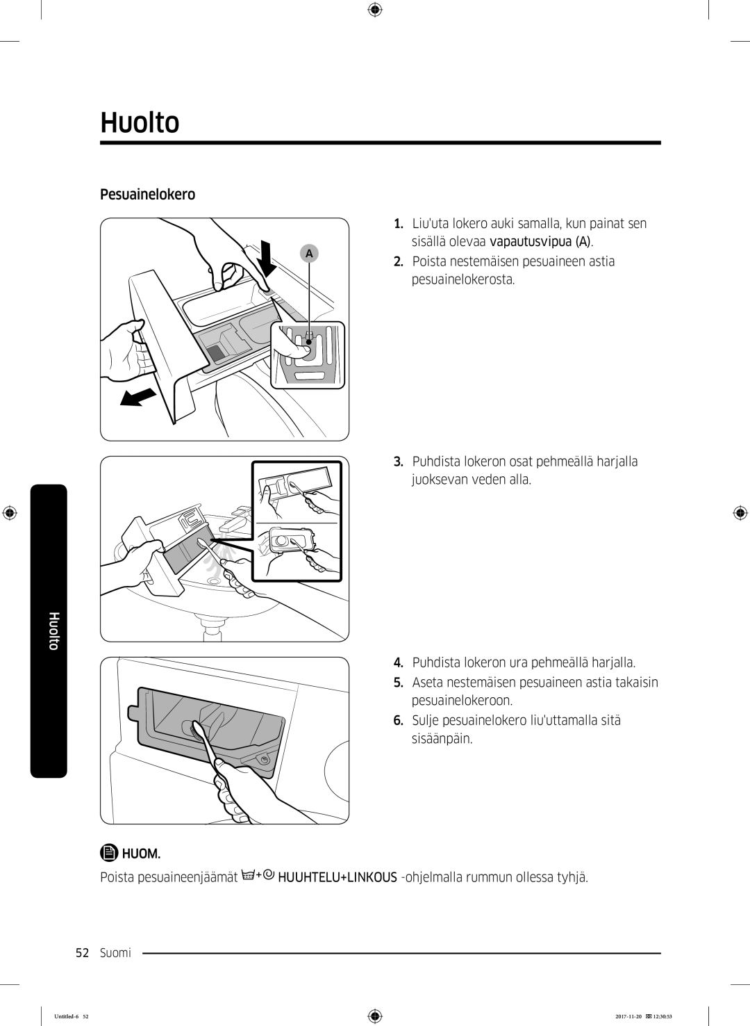 Samsung WW12K8402OW/EE manual Pesuainelokero 