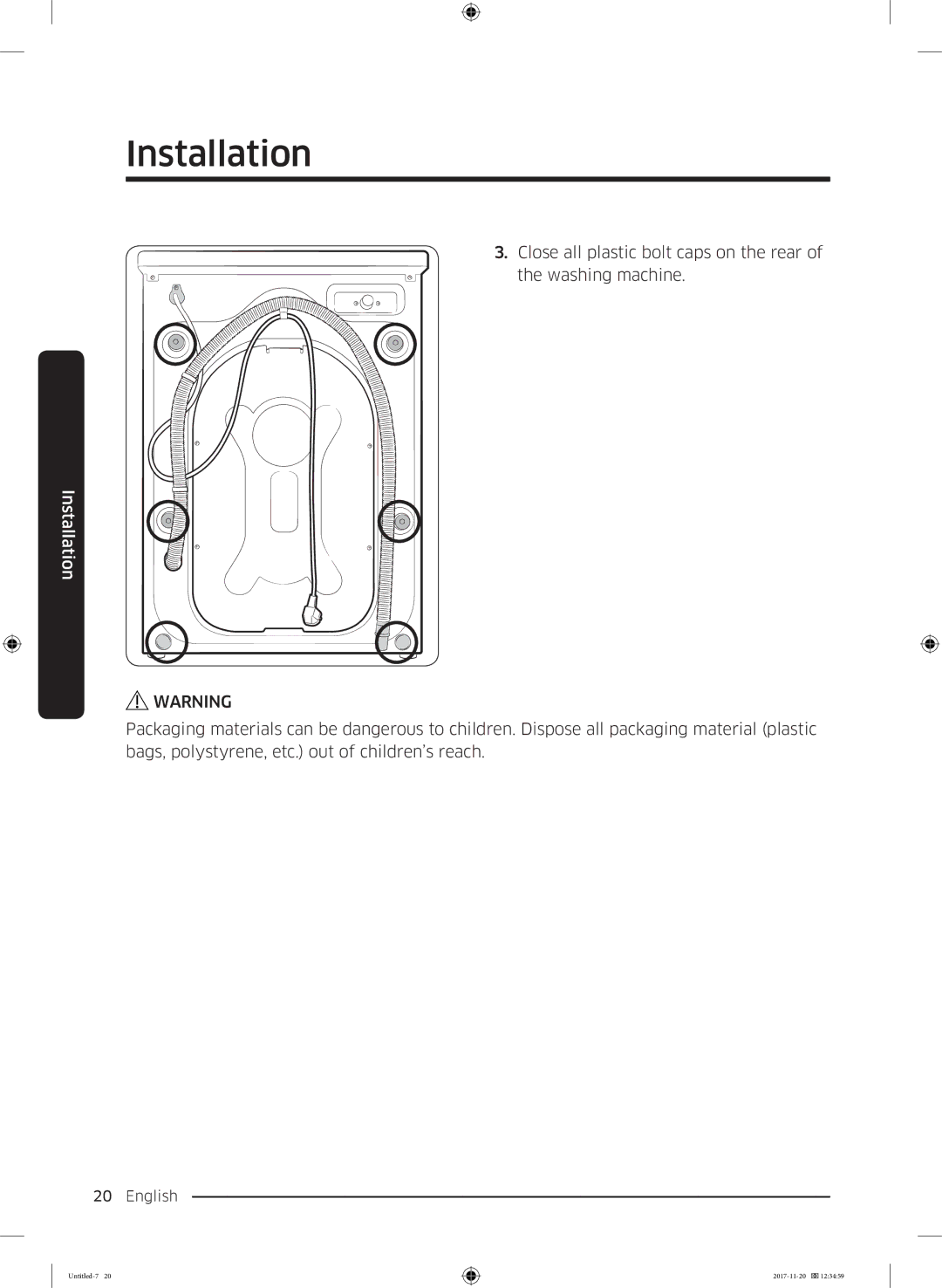 Samsung WW12K8402OW/EE manual Installation 