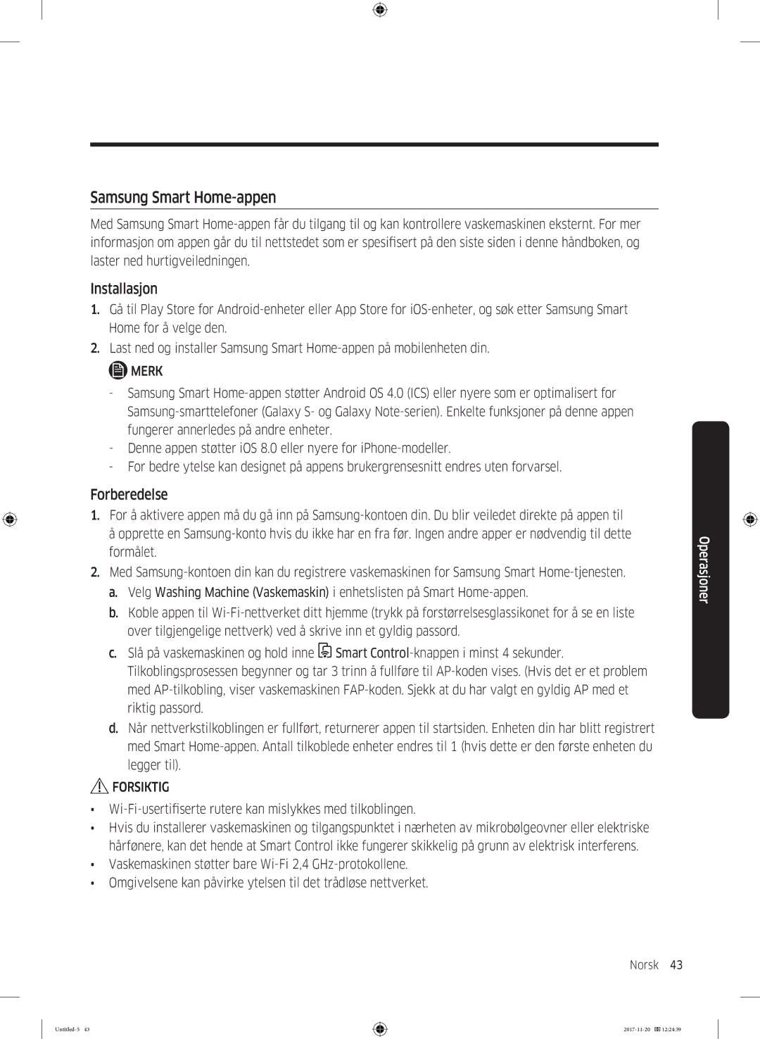 Samsung WW12K8402OW/EE manual Samsung Smart Home-appen, Forberedelse 