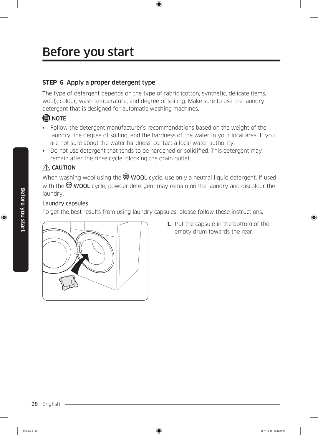 Samsung WW12K8402OW/EE manual Apply a proper detergent type 