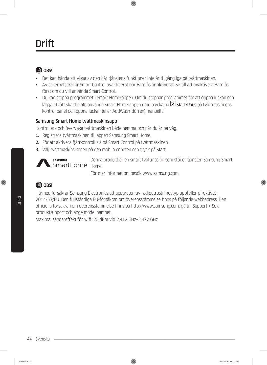 Samsung WW12K8402OW/EE manual Samsung Smart Home tvättmaskinsapp 