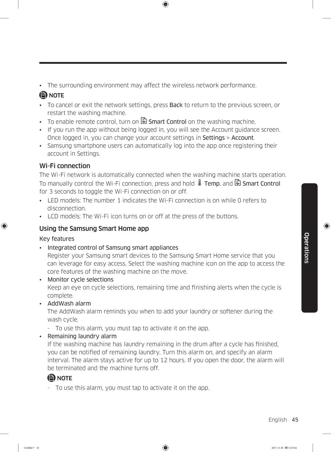 Samsung WW12K8402OW/EE manual Wi-Fi connection, Using the Samsung Smart Home app 