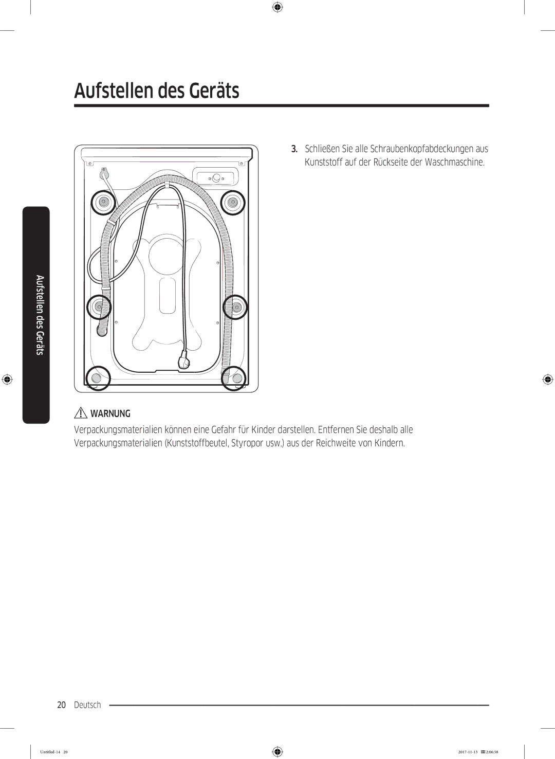 Samsung WW12K8402OW/EG manual Warnung 